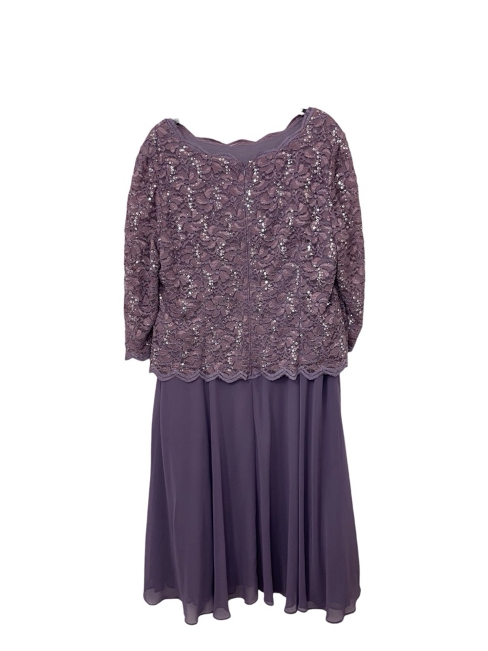 Alex Evenings Women's Purple Dress, 20W. - Picture 3 of 9